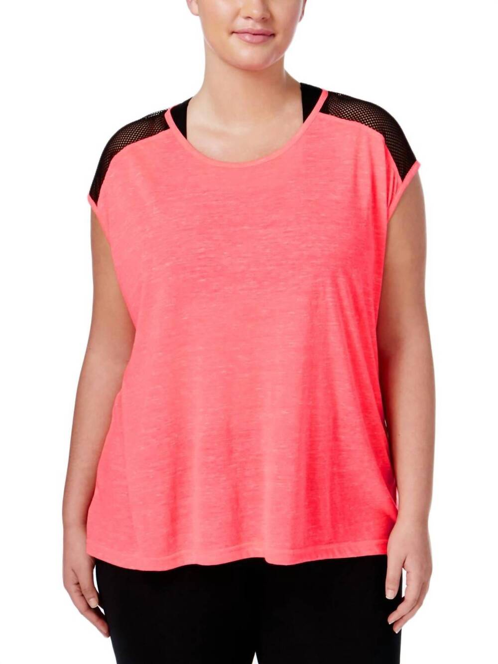 NEW MATERIAL GIRL women's activewear plus size active strappy back t-shirt in fl